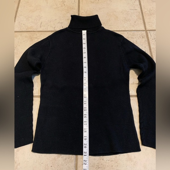Moda International Black Ribbed Cotton Turtleneck Sweater XL - Picture 4 of 5